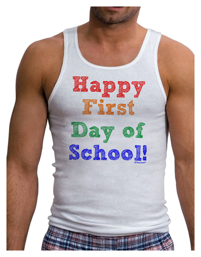 Happy First Day of School Mens Ribbed Tank Top-Mens Ribbed Tank Top-TooLoud-White-Small-Davson Sales