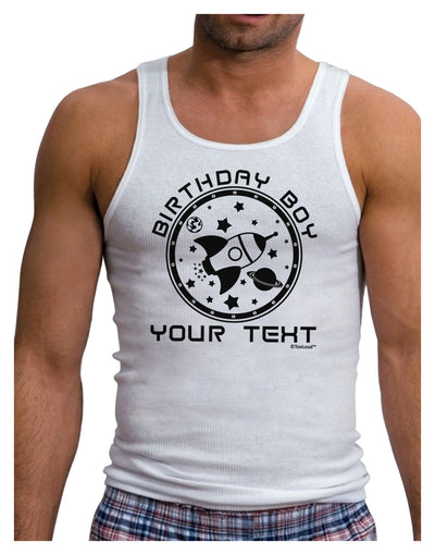 Personalized Birthday Boy Space with Customizable Name Mens Ribbed Tank Top-Mens Ribbed Tank Top-TooLoud-White-Small-Davson Sales