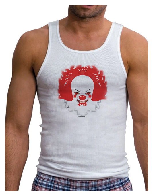 Extra Scary Clown Watercolor Mens Ribbed Tank Top-Mens Ribbed Tank Top-TooLoud-White-Small-Davson Sales