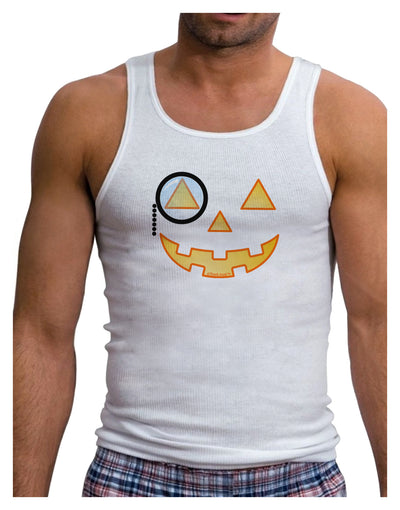 Monocle Jack-o-Lantern Color Mens Ribbed Tank Top-Mens Ribbed Tank Top-TooLoud-White-Small-Davson Sales