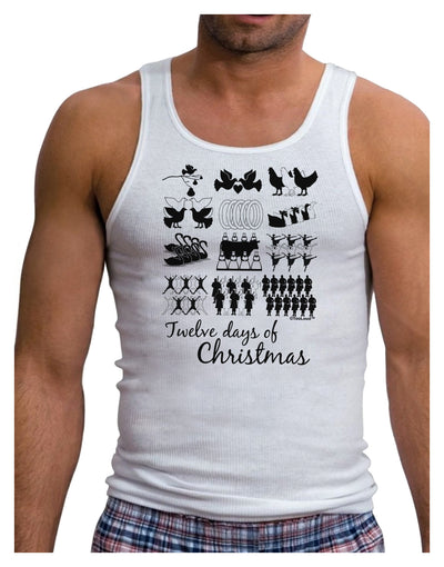 TooLoud Twelve Days of Christmas Text Mens Ribbed Tank Top-Mens Ribbed Tank Top-TooLoud-White-Small-Davson Sales