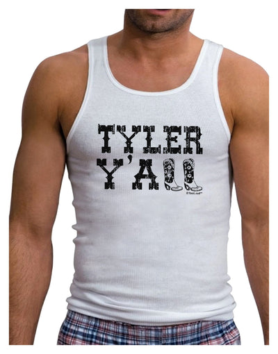 TooLoud Tyler Y'all - Southwestern Style Mens Ribbed Tank Top-Mens Ribbed Tank Top-TooLoud-White-Small-Davson Sales