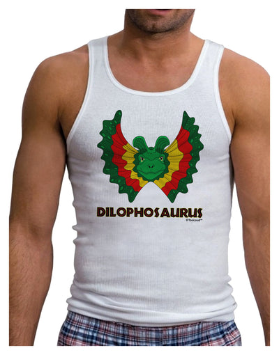 Dilophosaurus Design - Color - Text Mens Ribbed Tank Top by TooLoud-Mens Ribbed Tank Top-TooLoud-White-Small-Davson Sales