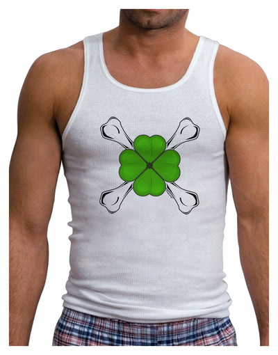 Clover and Crossbones Mens Ribbed Tank Top by TooLoud