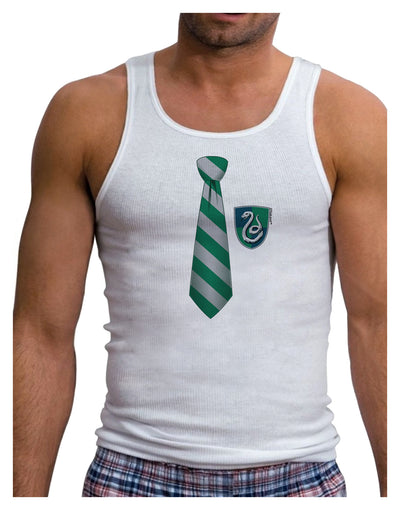 Wizard Tie Green and Silver Mens Ribbed Tank Top-Mens Ribbed Tank Top-TooLoud-White-Small-Davson Sales