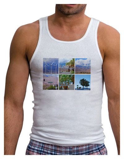 Palm Springs Square Collage Mens Ribbed Tank Top-Mens Ribbed Tank Top-TooLoud-White-Small-Davson Sales