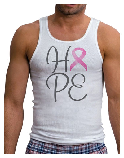 Hope - Breast Cancer Awareness Ribbon Mens Ribbed Tank Top-Mens Ribbed Tank Top-TooLoud-White-Small-Davson Sales