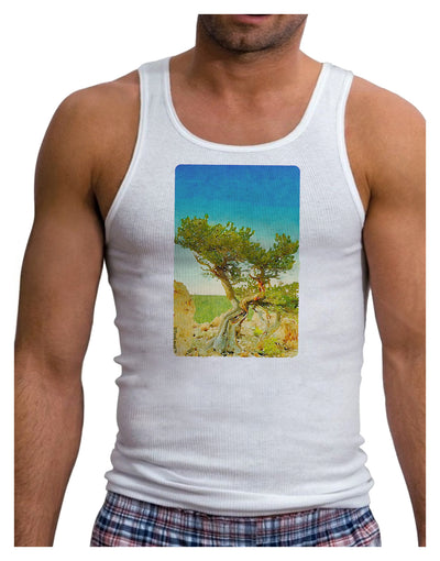 Colorado Tree Watercolor Mens Ribbed Tank Top-Mens Ribbed Tank Top-TooLoud-White-Small-Davson Sales