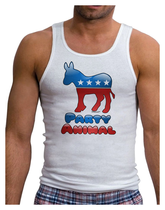 Democrat Party Animal Mens Ribbed Tank Top-Mens Ribbed Tank Top-TooLoud-White-Small-Davson Sales