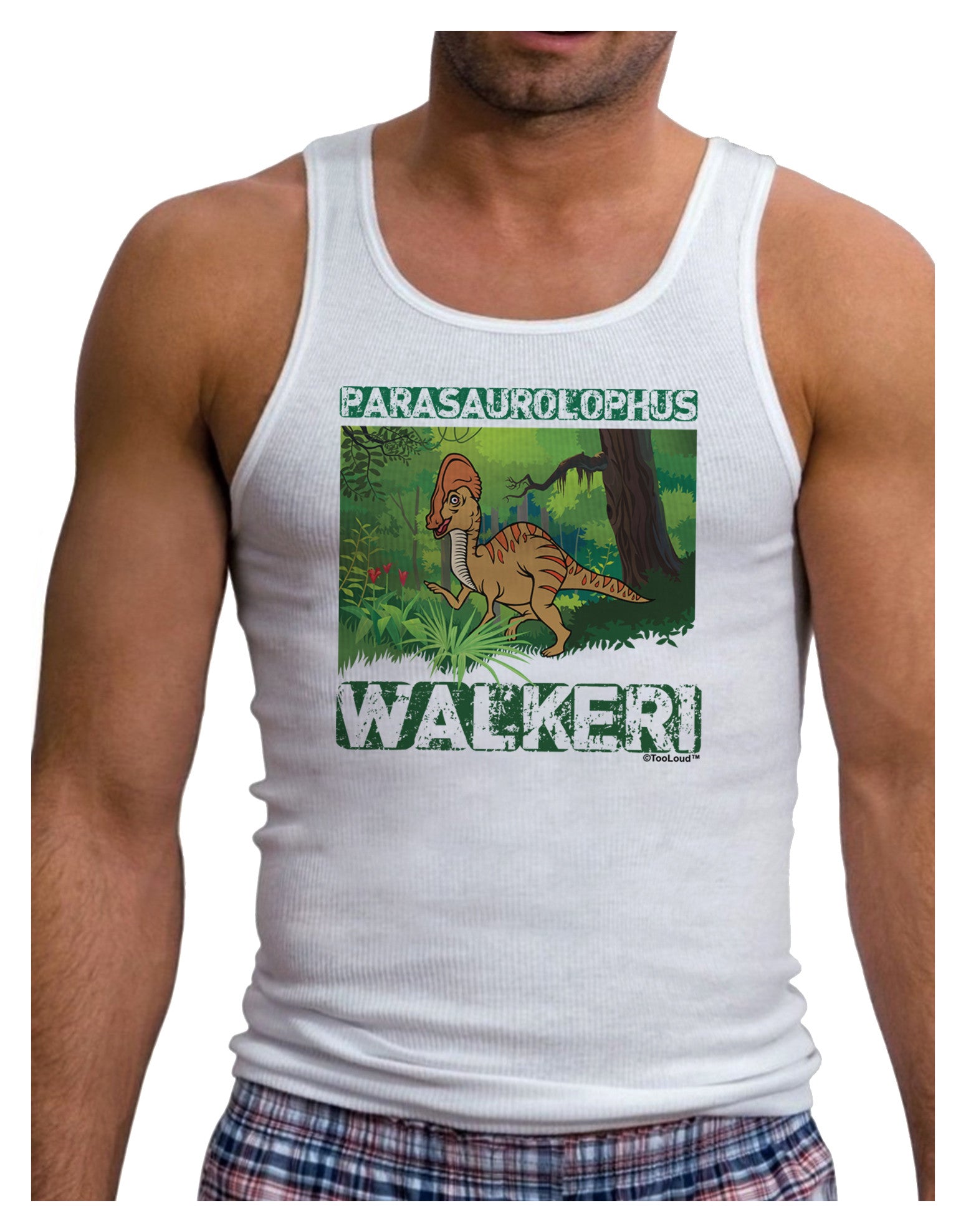 Parasaurolophus Walkeri - With Name Mens Ribbed Tank Top-Mens Ribbed Tank Top-TooLoud-White-Small-Davson Sales