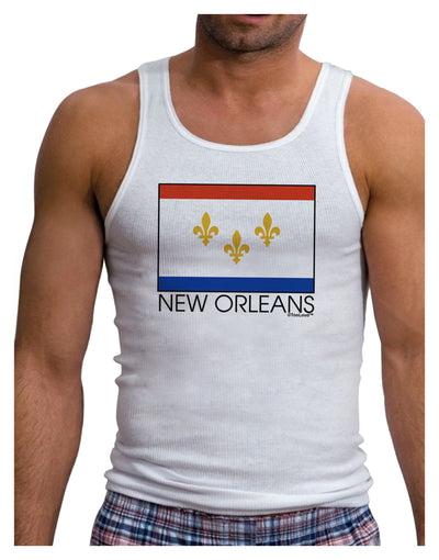 New Orleans Louisiana Flag Text Mens Ribbed Tank Top-Mens Ribbed Tank Top-TooLoud-White-Small-Davson Sales