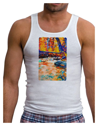 Mt Shavano Colorado Watercolor Mens Ribbed Tank Top-Mens Ribbed Tank Top-TooLoud-White-Small-Davson Sales