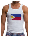 TooLoud Distressed Philippines Flag Mens Ribbed Tank Top-Mens-RibbedTankTops-TooLoud-White-Small-Davson Sales