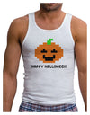 Pixel Pumpkin - Halloween Mens Ribbed Tank Top-Mens Ribbed Tank Top-TooLoud-White-Small-Davson Sales