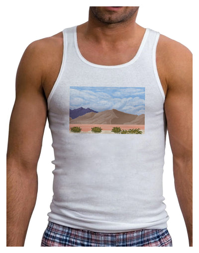 Pixel Landscape - Desert Mens Ribbed Tank Top-Mens Ribbed Tank Top-TooLoud-White-Small-Davson Sales