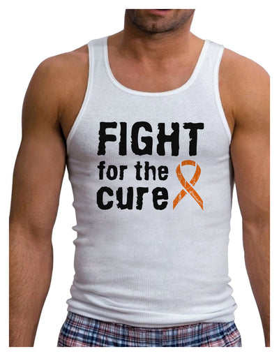 Fight for the Cure - Orange Ribbon Leukemia Mens Ribbed Tank Top-Mens Ribbed Tank Top-TooLoud-White-Small-Davson Sales