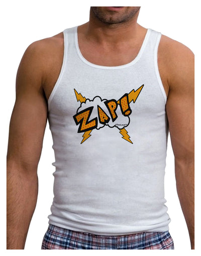 Onomatopoeia ZAP Mens Ribbed Tank Top-Mens Ribbed Tank Top-TooLoud-White-Small-Davson Sales