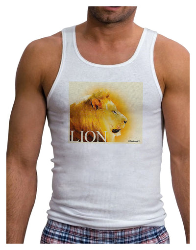 Lion Watercolor 3 Text Mens Ribbed Tank Top-Mens Ribbed Tank Top-TooLoud-White-Small-Davson Sales