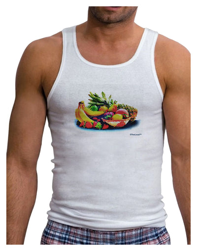 TooLoud Watercolor Fruit Bowl 3 Mens Ribbed Tank Top-Mens Ribbed Tank Top-TooLoud-White-Small-Davson Sales