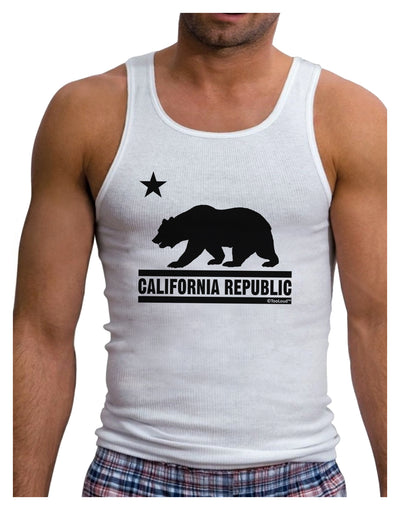 California Republic Design - Cali Bear Mens Ribbed Tank Top by TooLoud-Mens Ribbed Tank Top-TooLoud-White-Small-Davson Sales