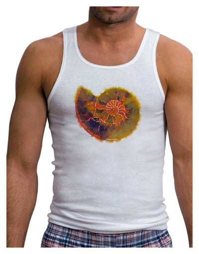 Nautilus Fossil Watercolor Mens Ribbed Tank Top-Mens Ribbed Tank Top-TooLoud-White-Small-Davson Sales