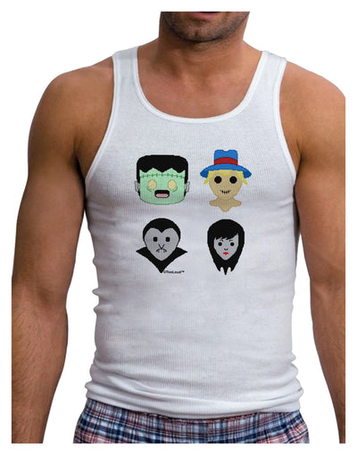 Cute Pixel Monsters Mens Ribbed Tank Top-Mens Ribbed Tank Top-TooLoud-White-Small-Davson Sales