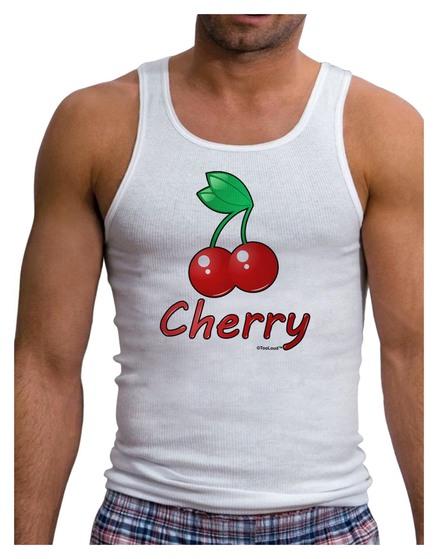 Cherry Text Mens Ribbed Tank Top-Mens Ribbed Tank Top-TooLoud-White-XX-Large-Davson Sales