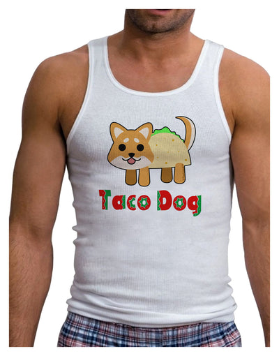 Cute Taco Dog Text Mens Ribbed Tank Top-Mens Ribbed Tank Top-TooLoud-White-Small-Davson Sales