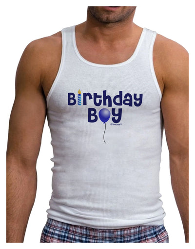 Birthday Boy - Candle and Balloon Mens Ribbed Tank Top by TooLoud-Mens Ribbed Tank Top-TooLoud-White-Small-Davson Sales