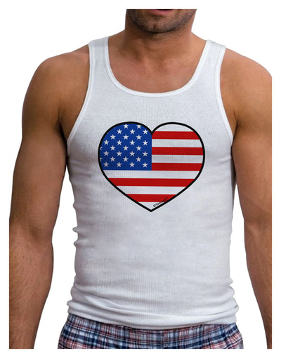 American Flag Heart Design Mens Ribbed Tank Top by TooLoud-Mens Ribbed Tank Top-TooLoud-White-Small-Davson Sales