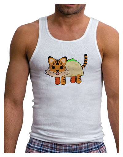 Cute Taco Tiger Mens Ribbed Tank Top-Mens Ribbed Tank Top-TooLoud-White-Small-Davson Sales