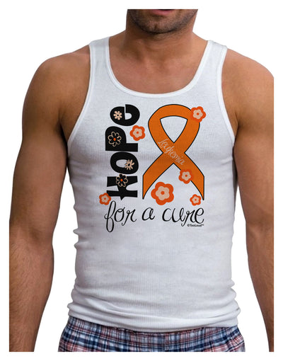 Hope for a Cure - Orange Ribbon Leukemia - Flowers Mens Ribbed Tank Top-Mens Ribbed Tank Top-TooLoud-White-Small-Davson Sales