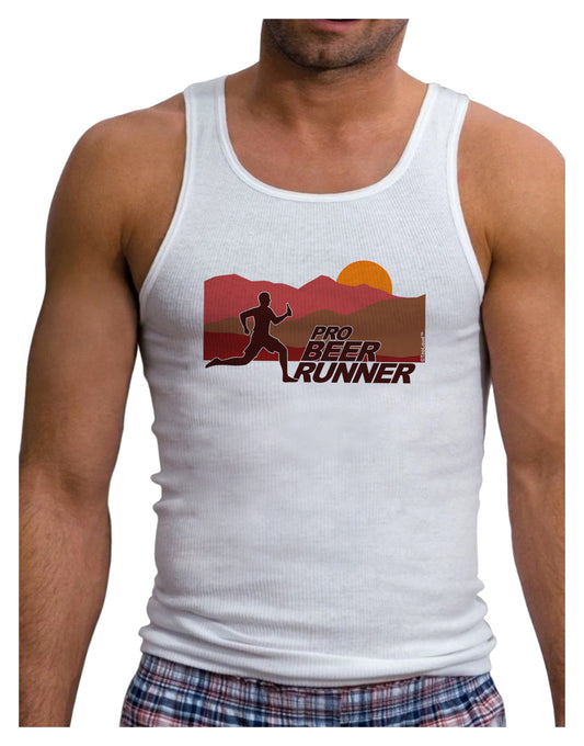 Pro Beer Runner Man Mens Ribbed Tank Top-Mens Ribbed Tank Top-TooLoud-White-Small-Davson Sales