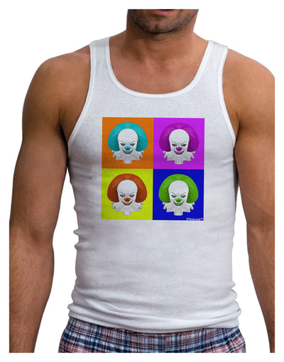 Clown Face Pop Art Mens Ribbed Tank Top-Mens Ribbed Tank Top-TooLoud-White-Small-Davson Sales