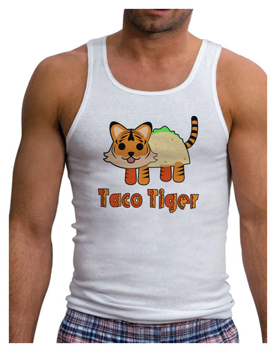 Cute Taco Tiger Text Mens Ribbed Tank Top-Mens Ribbed Tank Top-TooLoud-White-Small-Davson Sales