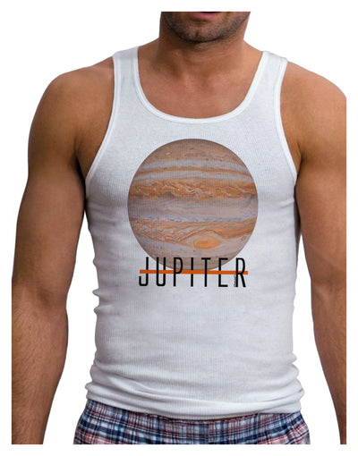 Planet Jupiter Earth Text Mens Ribbed Tank Top-Mens Ribbed Tank Top-TooLoud-White-Small-Davson Sales