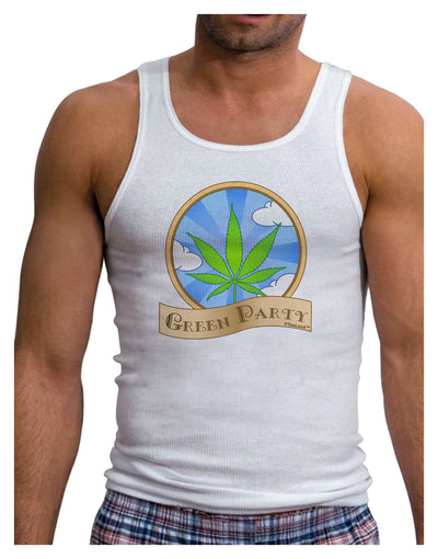 Green Party Symbol Mens Ribbed Tank Top-Mens Ribbed Tank Top-TooLoud-White-Small-Davson Sales