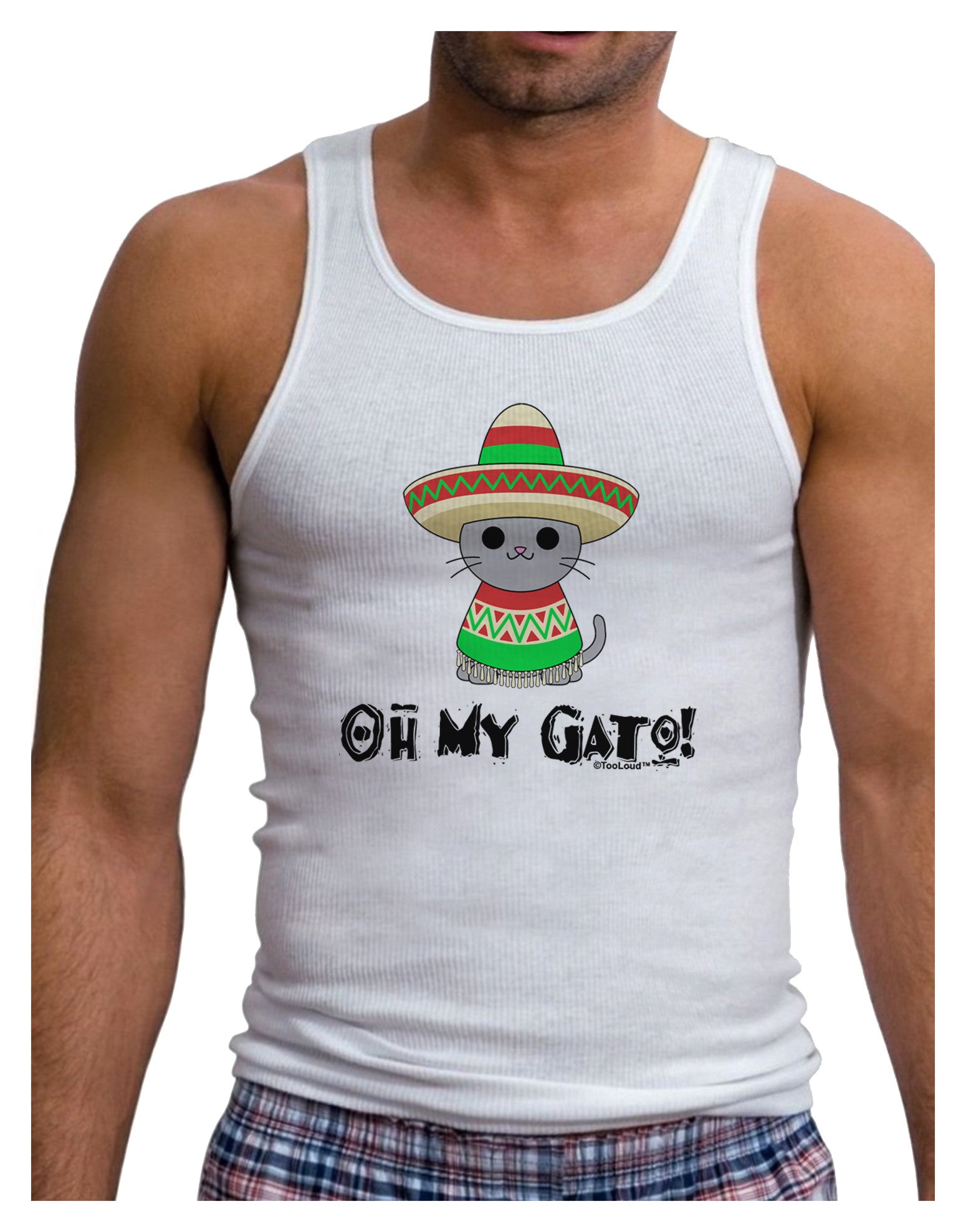 Oh My Gato - Cinco De Mayo Mens Ribbed Tank Top-Mens Ribbed Tank Top-TooLoud-White-Small-Davson Sales