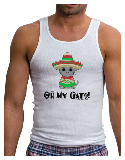 Oh My Gato - Cinco De Mayo Mens Ribbed Tank Top-Mens Ribbed Tank Top-TooLoud-White-Small-Davson Sales