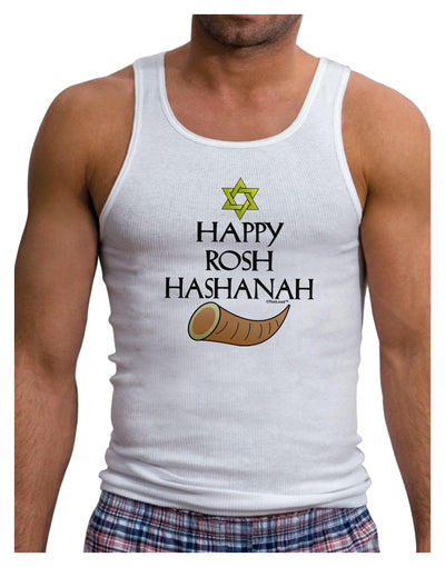Happy Rosh Hashanah Mens Ribbed Tank Top-Mens Ribbed Tank Top-TooLoud-White-Small-Davson Sales