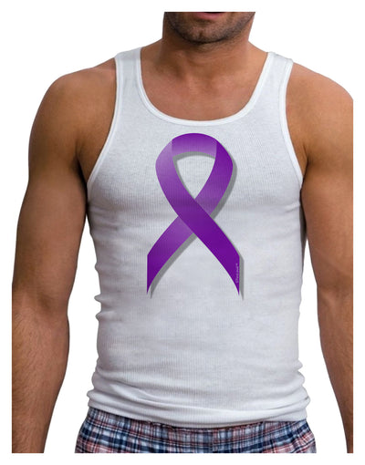 Epilepsy Awareness Ribbon - Purple Mens Ribbed Tank Top-Mens Ribbed Tank Top-TooLoud-White-Small-Davson Sales