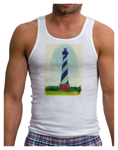 Watercolor Lighthouse 1 Mens Ribbed Tank Top-Mens Ribbed Tank Top-TooLoud-White-Small-Davson Sales