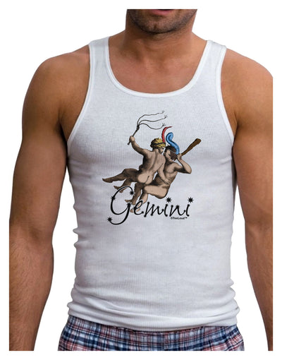 Gemini Illustration Color Mens Ribbed Tank Top-Mens Ribbed Tank Top-TooLoud-White-Small-Davson Sales