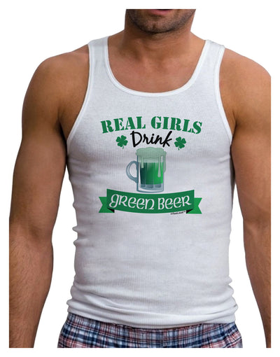 Real Girls Drink Green Beer Mens Ribbed Tank Top-Mens Ribbed Tank Top-TooLoud-White-Small-Davson Sales