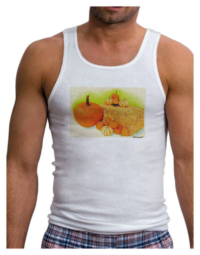 Fall Pumpkin Scene Mens Ribbed Tank Top-Mens Ribbed Tank Top-TooLoud-White-Small-Davson Sales