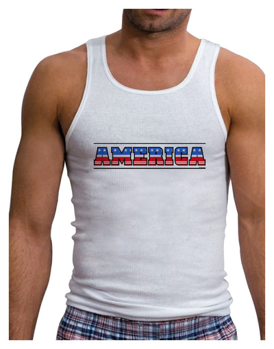 America Stars and Stripes Mens Ribbed Tank Top-Mens Ribbed Tank Top-TooLoud-White-Small-Davson Sales