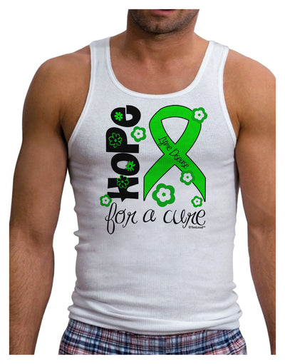 Hope for a Cure - Lime Green Ribbon Lyme Disease - Flowers Mens Ribbed Tank Top-Mens Ribbed Tank Top-TooLoud-White-Small-Davson Sales