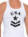 USA Military Star Stencil Logo Mens Ribbed Tank Top-Mens Ribbed Tank Top-TooLoud-White-Small-Davson Sales