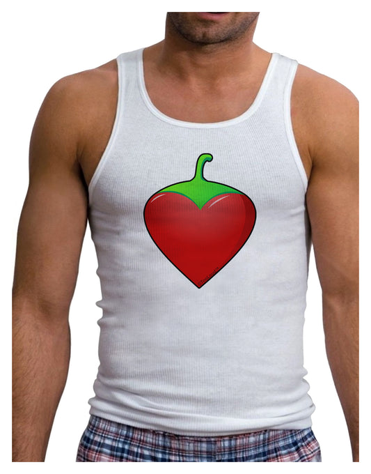 Chili Pepper Heart Mens Ribbed Tank Top-Mens Ribbed Tank Top-TooLoud-White-Small-Davson Sales