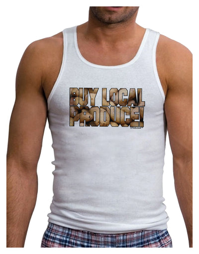 Buy Local Produce Potatoes Text Mens Ribbed Tank Top-Mens Ribbed Tank Top-TooLoud-White-Small-Davson Sales